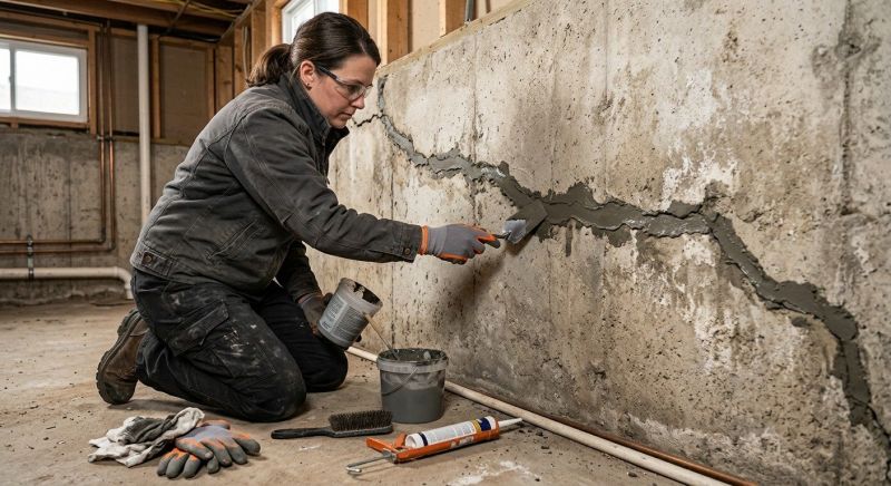 Cracked Basement Floor Repair in Portage County, OH
